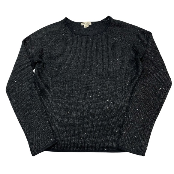 Reiss Sweaters - Reiss Sweater Womens S Black Lightweight Knit Sequin Pullover Classic Sparkle